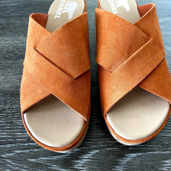 NWOB Sorel Women's Cameron Flatform Mule Sandals Desert Sun US 7 - Picture 13 of 16